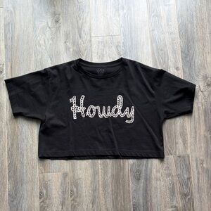 Lock the Label Black 'Howdy' Cropped Graphic T-Shirt